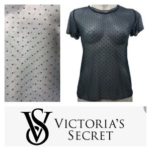 Victoria’s Secret Sheer Polkadot Short Sleeve Top